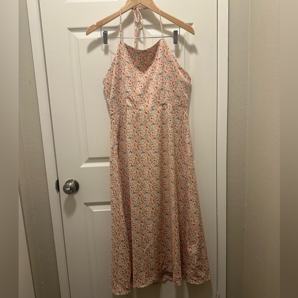 Cider ditsy halter midi dress
